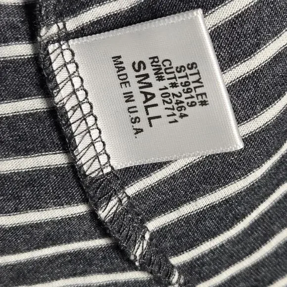 Olivia Moon Blazer Womens S Gray Striped Jersey Knit Open Front Jacket Made USA - Picture 9 of 10